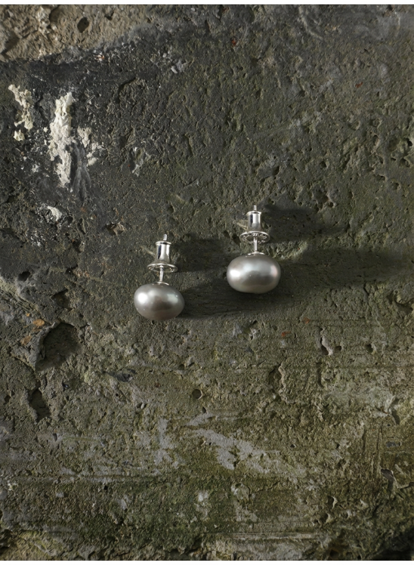 Starrybead Mystic Moon: Natural Grey Baroque Pearl & S925 Silver Healing Studs
