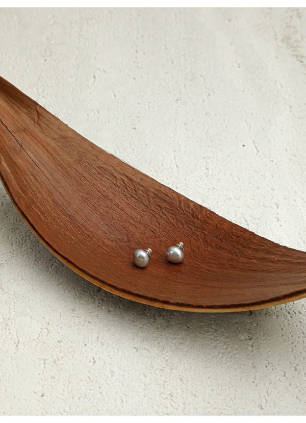 Starrybead Mystic Moon: Natural Grey Baroque Pearl & S925 Silver Healing Studs