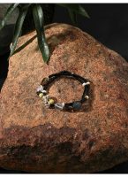 Rooted Abundance: Black Rutilated Quartz, Citrine & Pearl Artisan Necklace