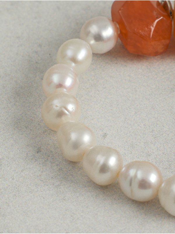 Starrybead Red Persian Agate & Freshwater Pearl Bracelet - Confidence, Poweful,Stable