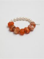 Starrybead Red Persian Agate & Freshwater Pearl Bracelet - Confidence, Poweful,Stable