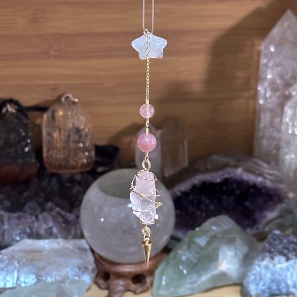 Starrybead Rose Quartz Crystal Pendulum - Natural Pink Crystal for Love, Emotional Healing & Heart Energy Alignment