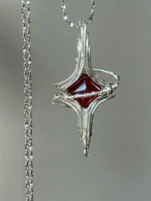 Starrybead 925 Sterling Silver Wire‑Wrapped Garnet Healing Necklace | Grounding • Vitality • Courage