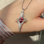 Starrybead 925 Sterling Silver Wire‑Wrapped Garnet Healing Necklace | Grounding • Vitality • Courage