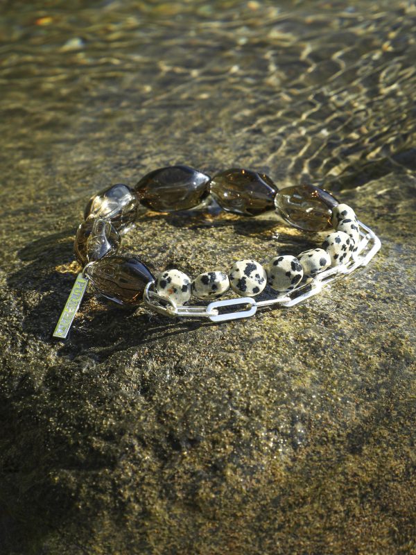 Starrybead Smoky Quartz & Dalmatian Jasper Bracelet - Calm, Structured, Real