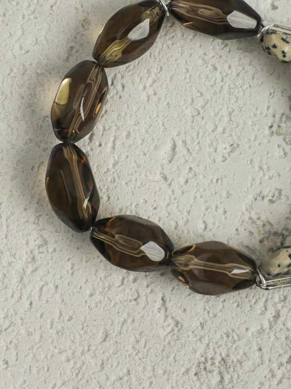 Starrybead Smoky Quartz & Dalmatian Jasper Bracelet - Calm, Structured, Real