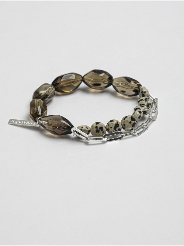 Starrybead Smoky Quartz & Dalmatian Jasper Bracelet - Calm, Structured, Real