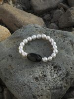 Starrybead Natural Smoky Quartz & Pearl Bracelet - Calm, Soft, Stable