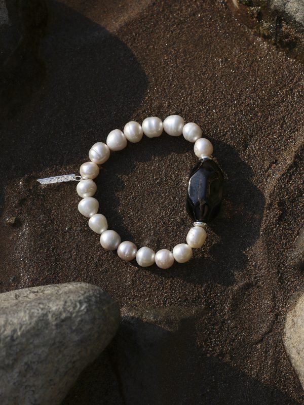 Starrybead Natural Smoky Quartz & Pearl Bracelet - Calm, Soft, Stable