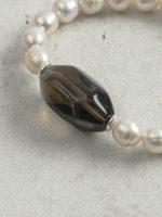 Starrybead Natural Smoky Quartz & Pearl Bracelet - Calm, Soft, Stable