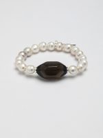 Starrybead Natural Smoky Quartz & Pearl Bracelet - Calm, Soft, Stable