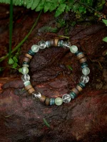 Starrybead Agarwood, Prehnite & Moss Agate Healing Bracelet – Calm, Grounding & Nature Energy Healing Jewelry
