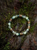 Starrybead Agarwood, Prehnite & Moss Agate Healing Bracelet – Calm, Grounding & Nature Energy Healing Jewelry