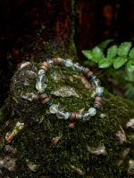 Starrybead Agarwood, Prehnite & Moss Agate Healing Bracelet – Calm, Grounding & Nature Energy Healing Jewelry