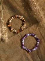 Starrybead Amethyst & Gray Moonstone Healing Bracelet – Calm, Intuition & Insight Energy Healing Jewelry