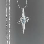 Starrybead Aquamarine Healing Necklace, 925 Sterling Silver Wire-Wrapped | Calming, Clear-Communication Crystal