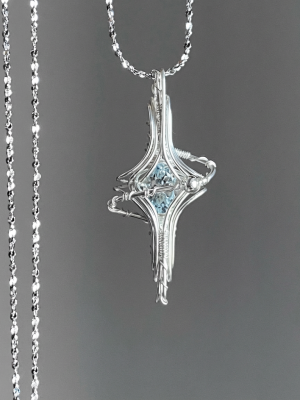 Starrybead Aquamarine Healing Necklace, 925 Sterling Silver Wire-Wrapped | Calming, Clear-Communication Crystal