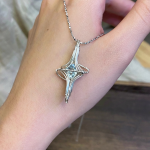 Starrybead Aquamarine Healing Necklace, 925 Sterling Silver Wire-Wrapped | Calming, Clear-Communication Crystal