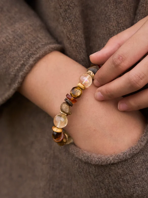 Starrybead Brazilian Citrine & Tiger’s Eye Healing Bracelet – Abundance, Action & Grounding Energy Healing Jewelry