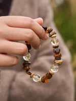 Starrybead Brazilian Citrine & Tiger’s Eye Healing Bracelet – Abundance, Action & Grounding Energy Healing Jewelry