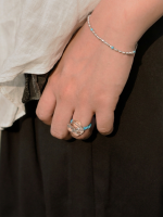 Starrybead Clear Quartz & Turquoise Healing Ring | Spiritual Jewelry for Calm, Protection & Inner Flow