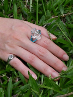 Starrybead Clear Quartz & Turquoise Healing Ring | Spiritual Jewelry for Calm, Protection & Inner Flow