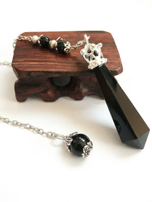Starrybead Obsidian Pendulum – Healing Black Obsidian Natural Stone Dowsing Tool for Protection & Grounding