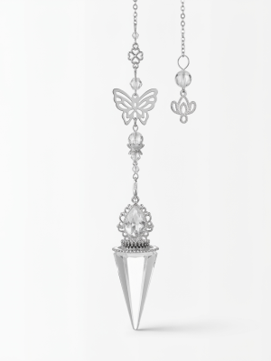 Starrybead Clear Quartz Crystal Pendulum – Healing Dowsing Jewelry with Dreamcatcher and Angel Wings, Clarity & Amplification