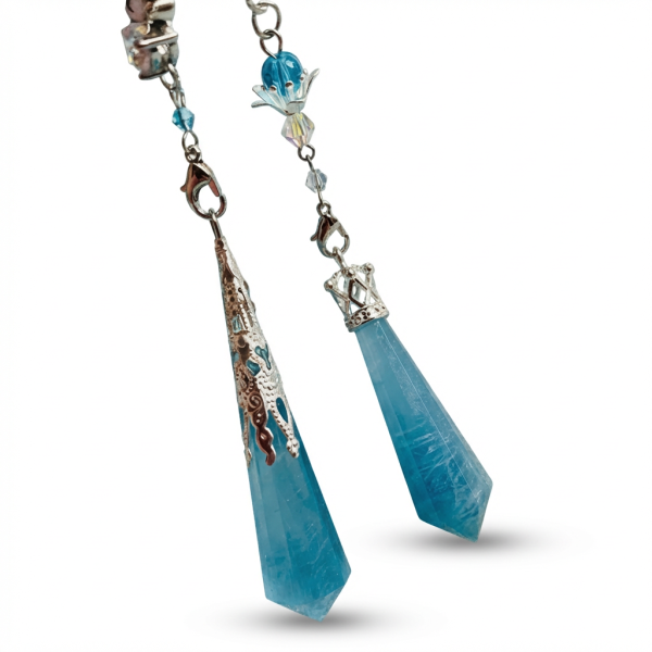 Starrybead Aquamarine Crystal Pendulum – Healing Dowsing Tool | Aquamarine Energy Beads for Calm, Clarity & Inner Peace