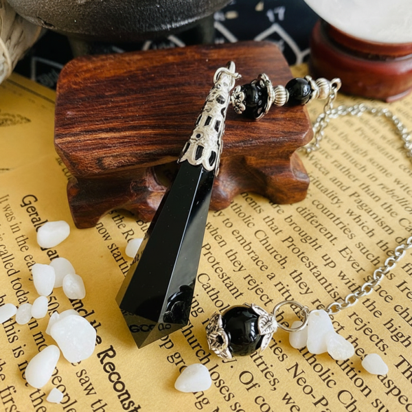 Starrybead Obsidian Pendulum – Healing Black Obsidian Natural Stone Dowsing Tool for Protection & Grounding
