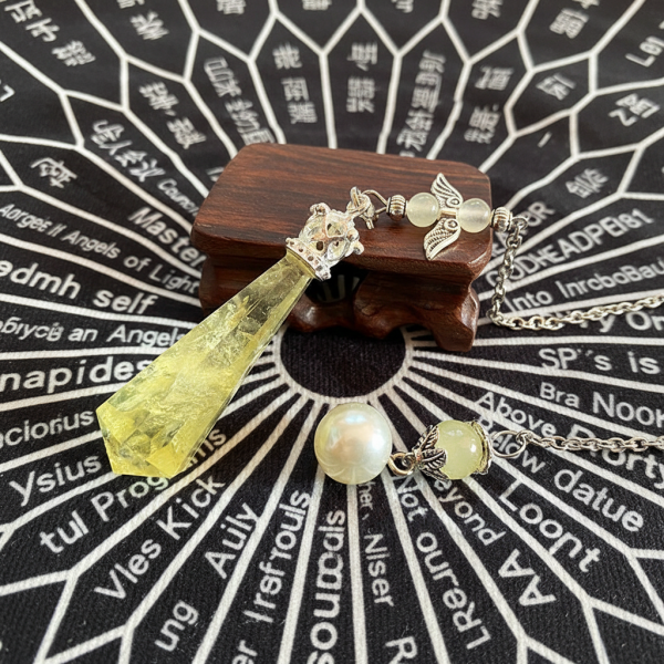 Starrybead Citrine Crystal Pendulum – Healing Dowsing Jewelry with Golden Bead, Prosperity & Abundance Energy