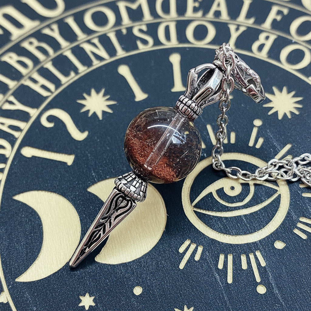 Starrybead Wealth Phantom Quartz Pendulum – Healing Dowsing Tool | Phantom Crystal Bead for Prosperity, Growth & Spiritual Insight