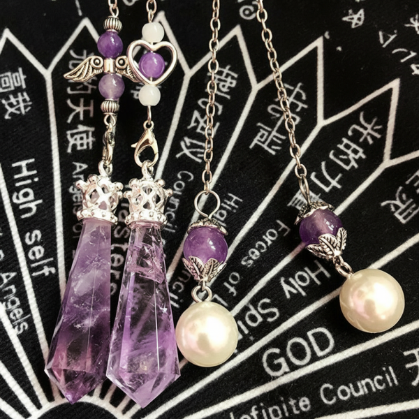 Starrybead Amethyst Crystal Pendulum – Healing Dowsing Tool | Energy Bracelet Bead for Intuition & Spiritual Protection
