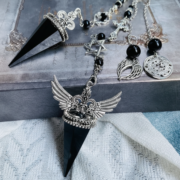 Starrybead Obsidian Natural Stone Pendulum – Healing Dowsing Tool | Obsidian Energy Bead for Protection, Grounding & Inner Strength