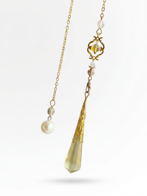 Starrybead Citrine Crystal Pendulum – Healing Dowsing Jewelry with Golden Bead, Prosperity & Abundance Energy