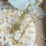 Starrybead Citrine Crystal Pendulum – Healing Dowsing Jewelry with Golden Bead, Prosperity & Abundance Energy