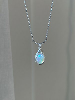 Starrybead Opal Healing Necklace 925 Sterling Silver Wire‑Wrapped| Intuition • Creativity • Emotional Flow