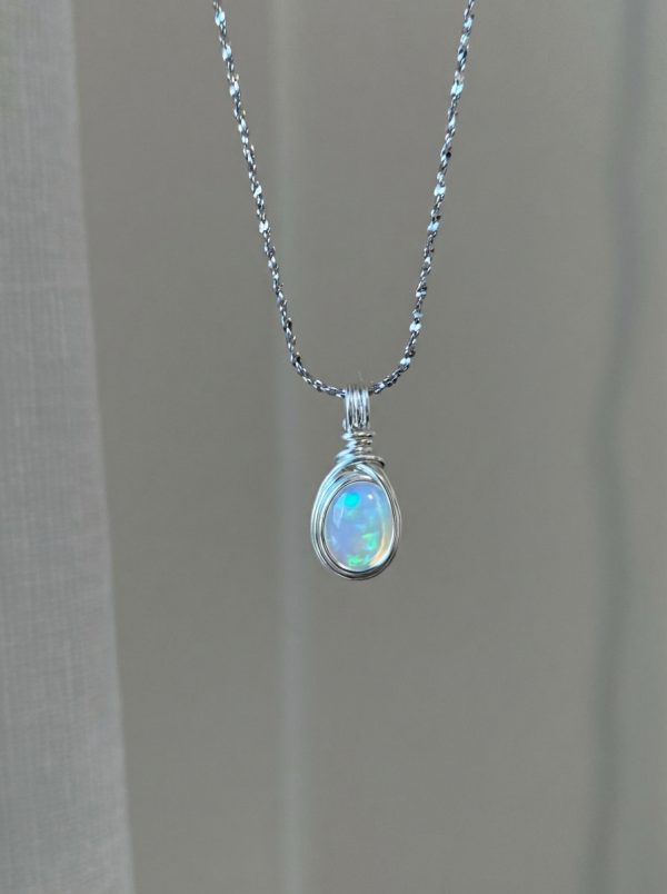 Starrybead Opal Healing Necklace 925 Sterling Silver Wire‑Wrapped| Intuition • Creativity • Emotional Flow