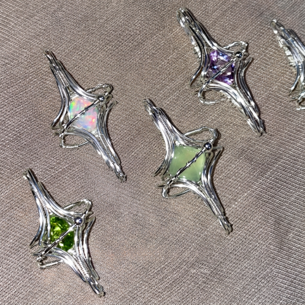 Starrybead Prehnite Healing Necklace, 925 Sterling Silver Wire‑Wrapped Star Pendant | Heart Calm, Intuition & Emotional Clarity