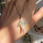 Starrybead Prehnite Healing Necklace, 925 Sterling Silver Wire‑Wrapped Star Pendant | Heart Calm, Intuition & Emotional Clarity