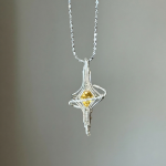 Starrybead Wire-Wrapped Citrine Crystal Pendant in Silver Tone | Healing Jewelry for Abundance, Confidence & Positive Energy