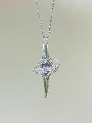 Starrybead  Silver Wire‑Wrapped Amethyst Healing Necklace — Calm Sleep, Mental Clarity & Intuition
