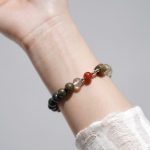 Prosperous Harmony: Natural Green Phantom, Sandalwood & Red Agate Wealth Bracelet
