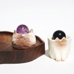 Whimsical Harmony: Natural Crystal Sphere Collection with Resin Cat Stand