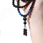 Midnight Serenity: Natural Obsidian, Kyanite & Aquamarine Protection Necklace