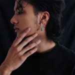 Ancient Protection: Natural Raw Turquoise & 925 Sterling Silver Unisex Hoop Earrings