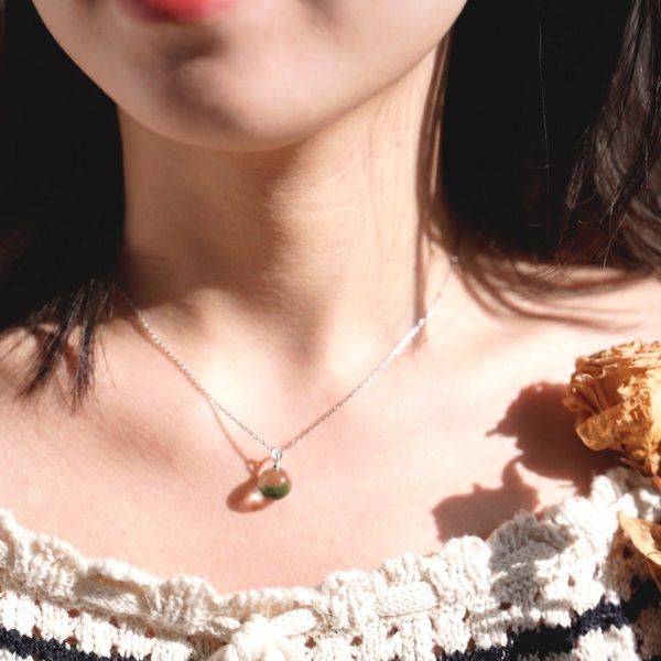 Abundant Growth: Natural Green Phantom "Treasure Bowl" & Sterling Silver Necklace