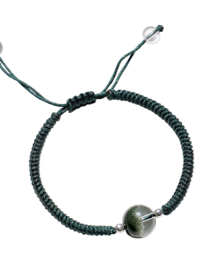 Prosperity Flow: Natural Green Phantom "Treasure Bowl" & Clear Quartz or Citrine Adjustable Bracelet