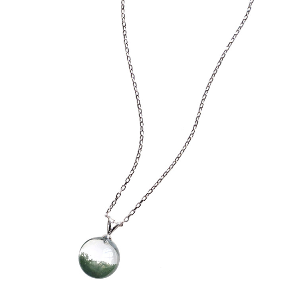 Abundant Growth: Natural Green Phantom "Treasure Bowl" & Sterling Silver Necklace
