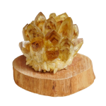 Radiant Prosperity: Natural Citrine Cluster & Solid Wood Healing Ornament